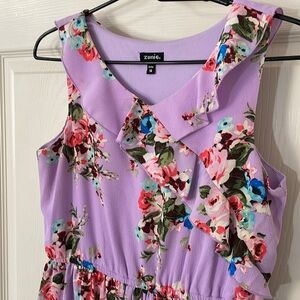 Zunie Lavender With Flowers Sleeveless Hi Low Skirt Size 16 (girls)